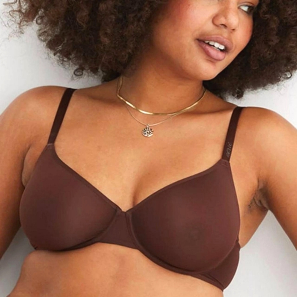 Aerie smoothez balconette unlined mesh bra flexible underwire brown 36B NWT